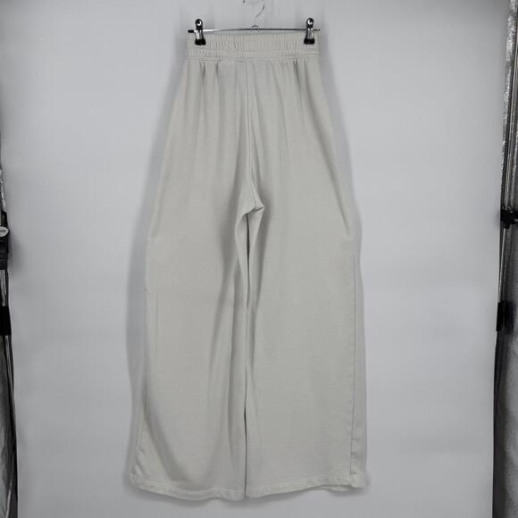 H&M Pants Womens XS White Fleece Wide Leg Elastic Waist Pockets Lounge Basic - Picture 2 of 11